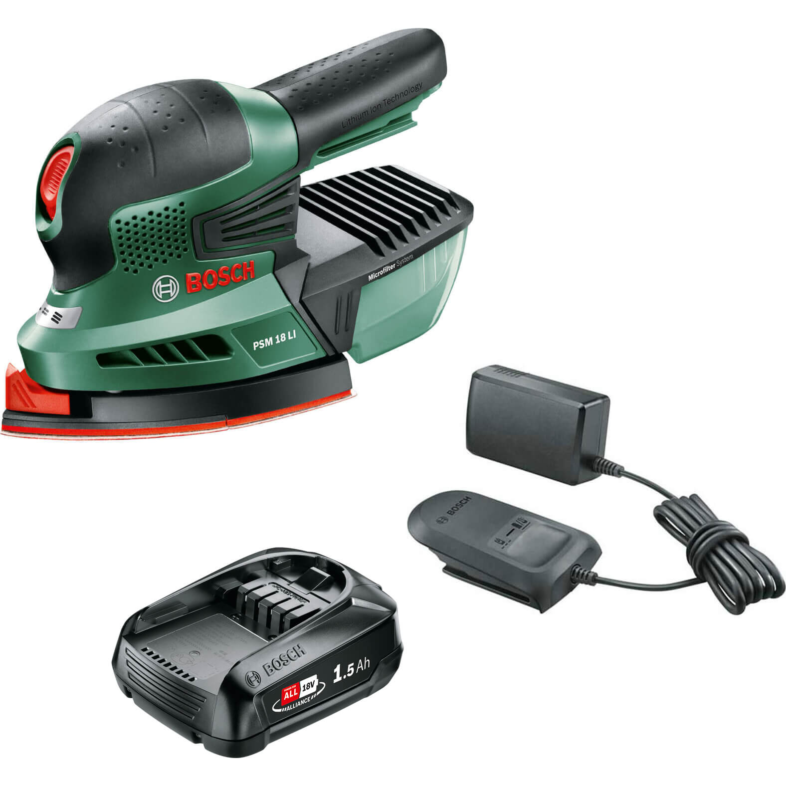 Bosch Psm 18 Li P4a 18v Cordless Detail Sander 1 X 1.5ah Liion Charger
